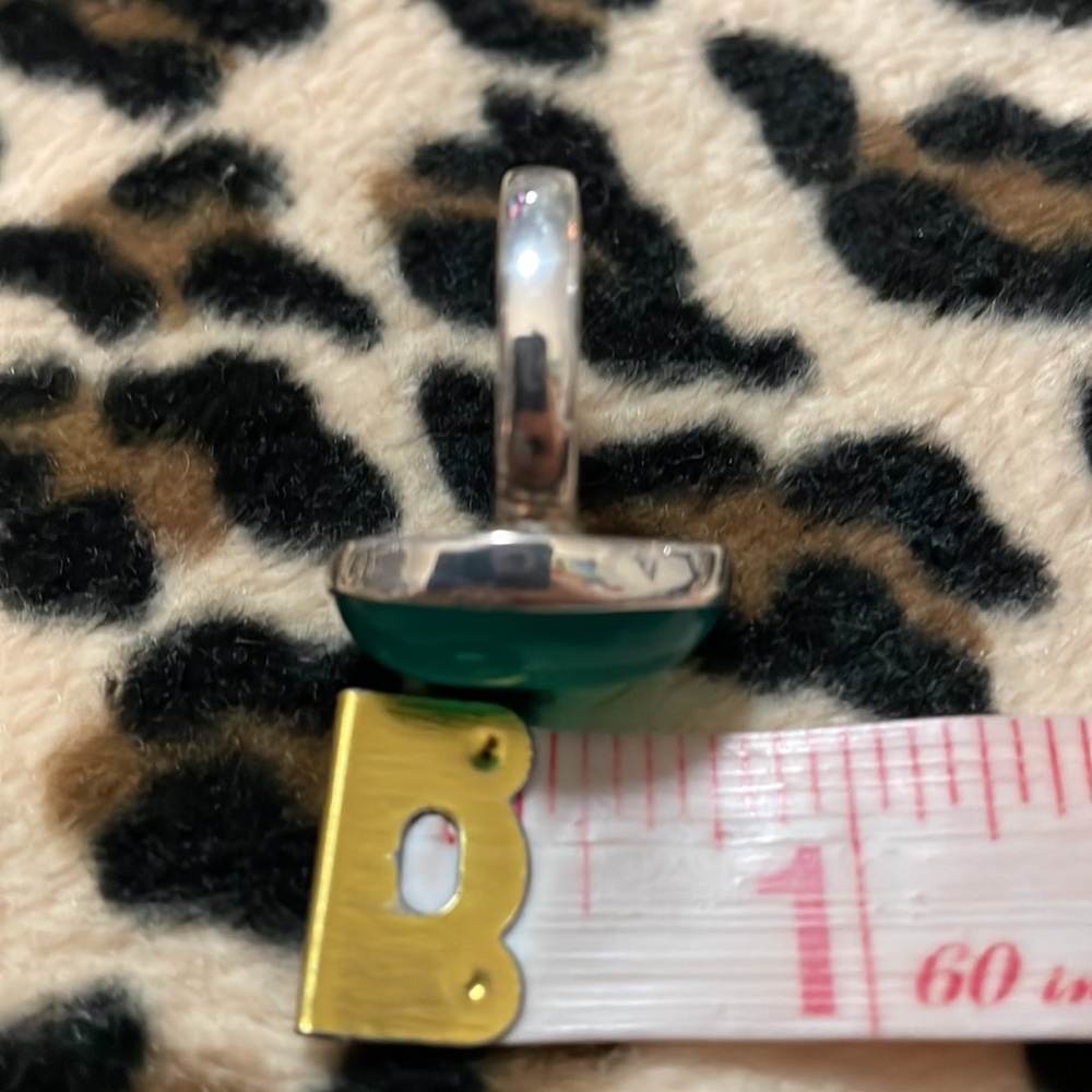 Sterling Silver GREEN Ring Glass 💚 Jewelry 8 Boho Oval Classic Verde Fashion - Picture 13 of 15